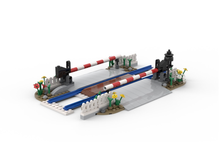 DL601-1 LEGO® MOC | LEVEL CROSSING WITH BOOM GATES & BELL | SINGLE TRACK