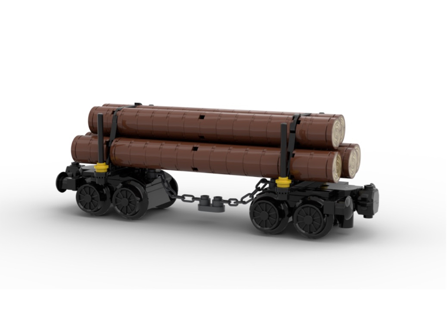 DL400 LEGO® MOC | PAIR OF LOG WAGON WITH LOAD