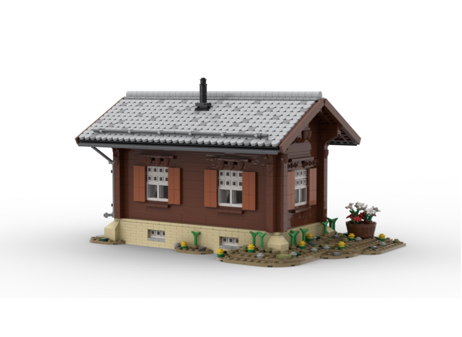 DL609-1 LEGO® MOC | RhB CADERA STATION | REDDISH BROWN
