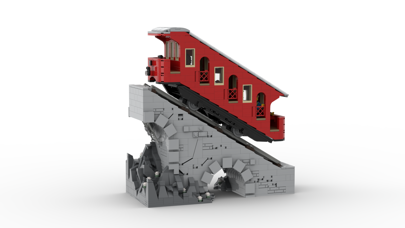 Gylden sortere kolbe DL900-2-1 LEGO® MOC | DIORAMA | FUNICULAR CAR 1 | RED @ dolfmeister