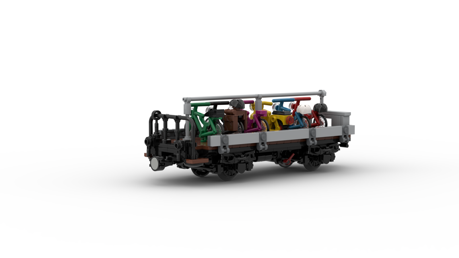 DL402-1 LEGO® MOC | RhB Lklp-v | BICYCLE FLAT WAGON | WITH LOAD