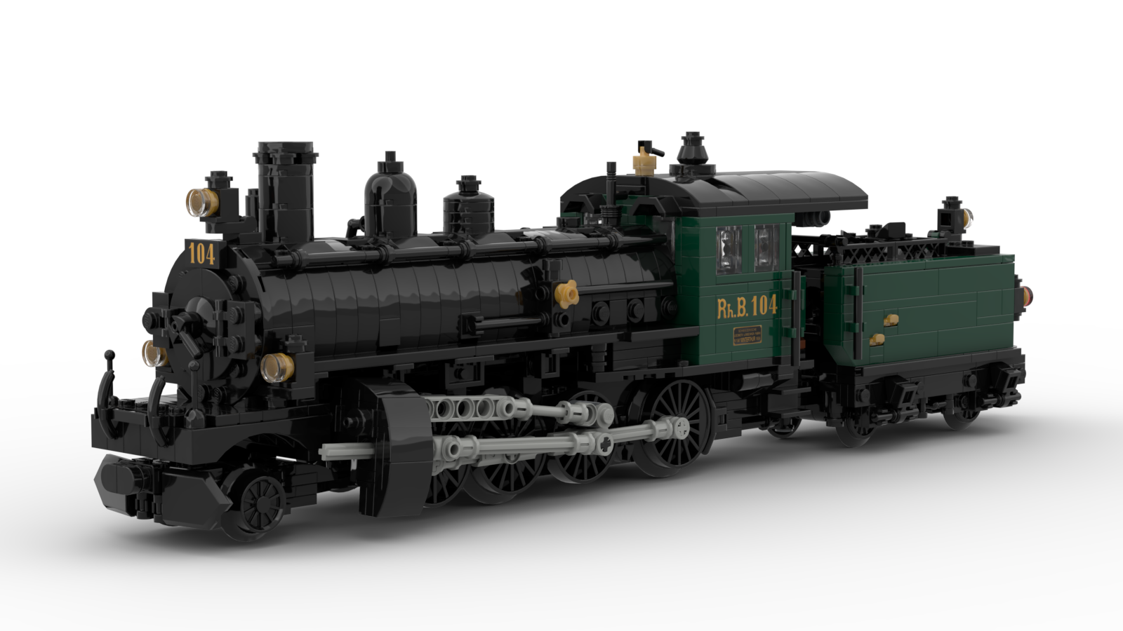 DL001-2 LEGO® MOC | RhB G 4/5 104 | BLACK & DARK GREEN