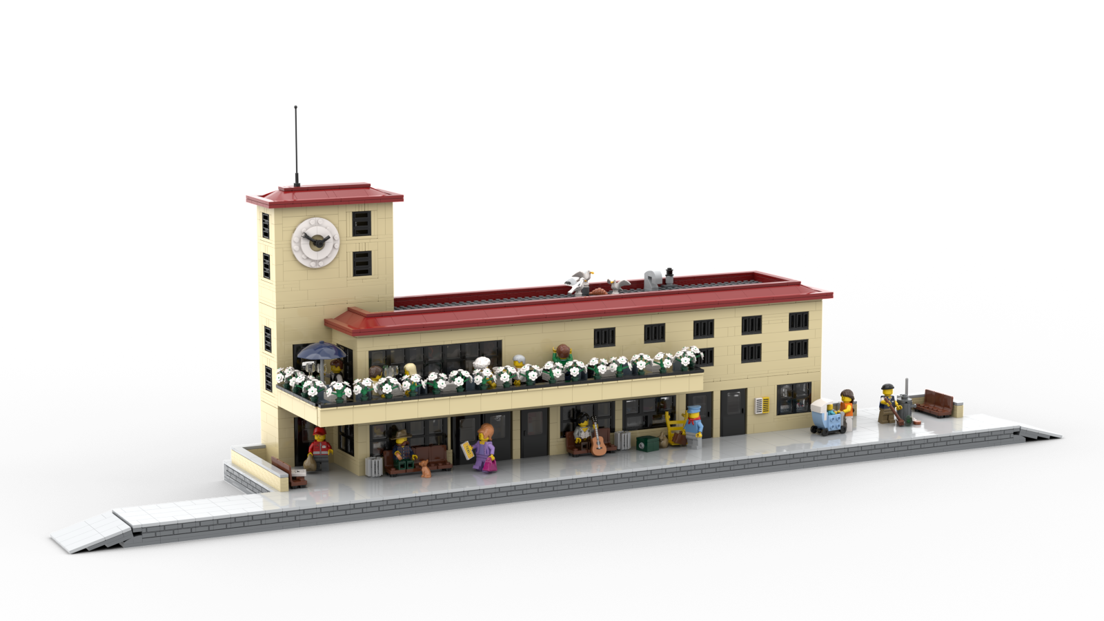 DL603-1 LEGO® MOC | BAUHAUS RAILWAY STATION | TAN & DARK RED