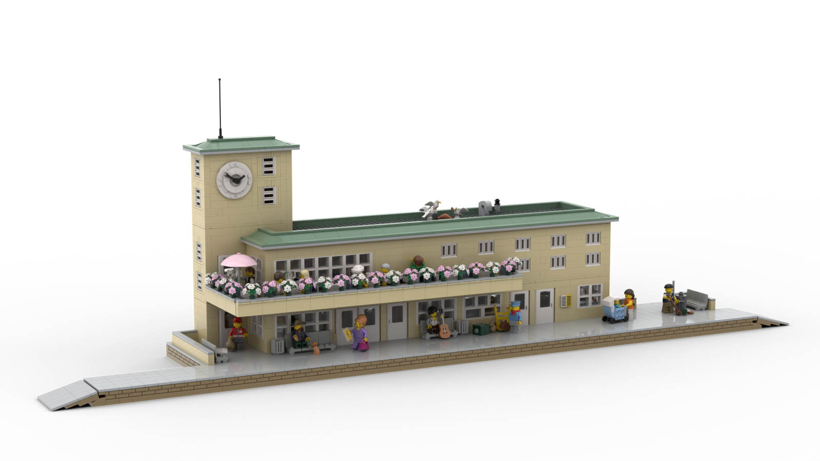 DL603-2 LEGO® MOC | BAUHAUS RAILWAY STATION | TAN & SAND GREEN