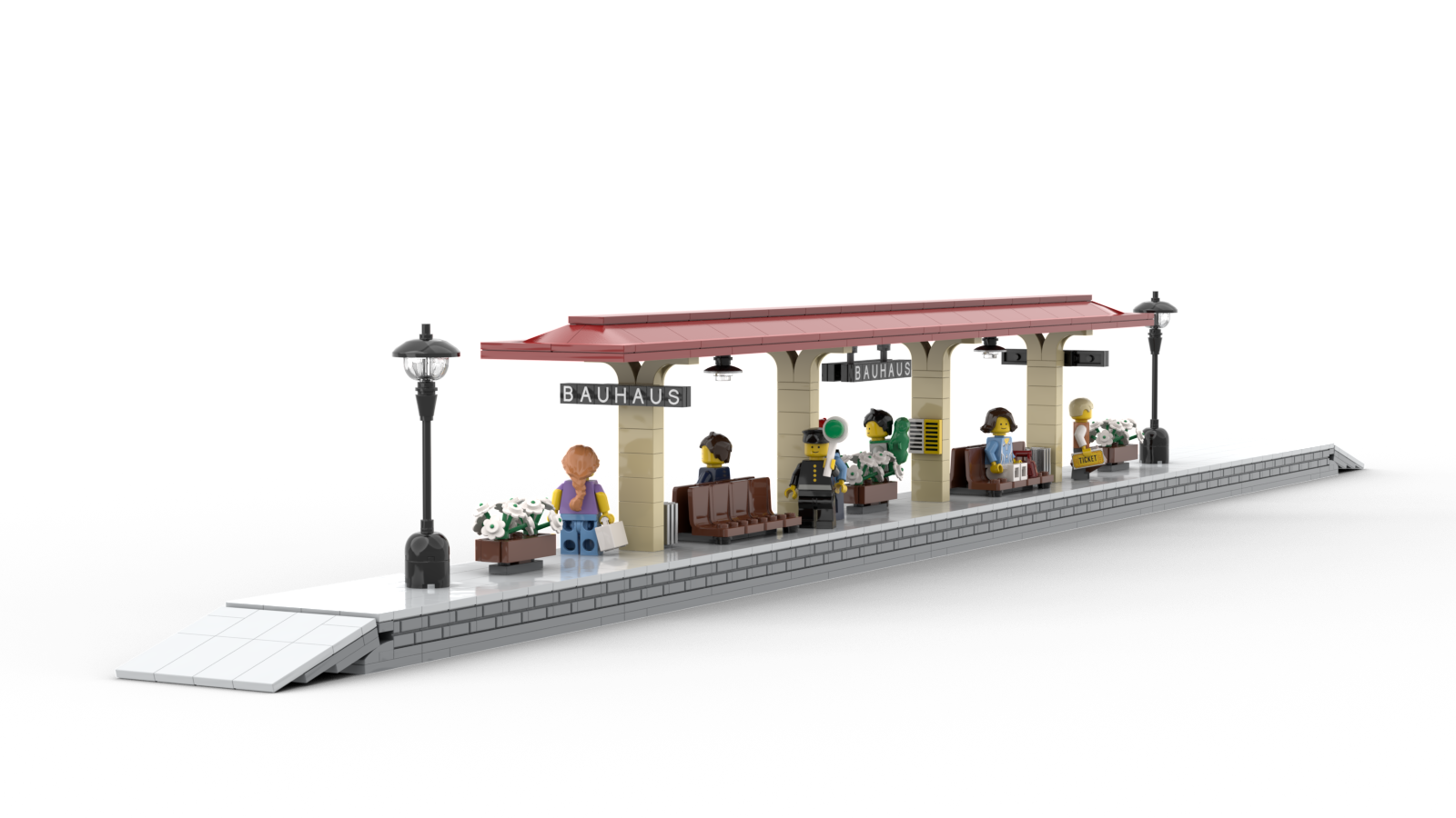 DL604-1 LEGO® MOC | BAUHAUS PLATFORM | TAN & DARK RED