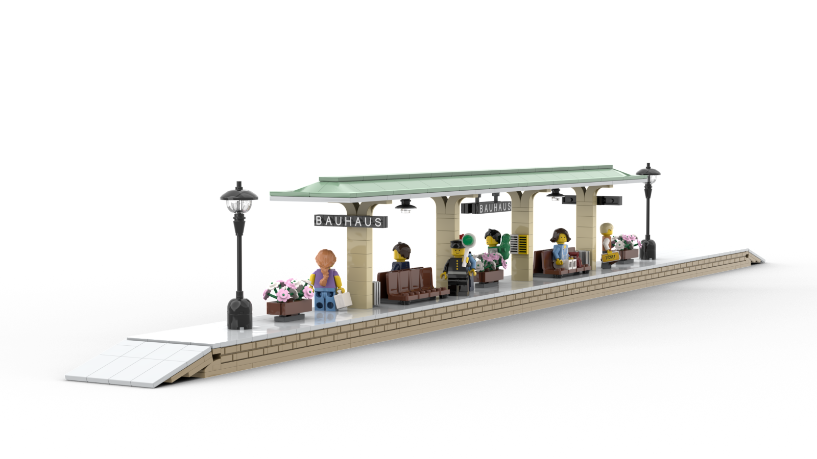 DL604-2 LEGO® MOC | BAUHAUS PLATFORM | TAN & SAND GREEN