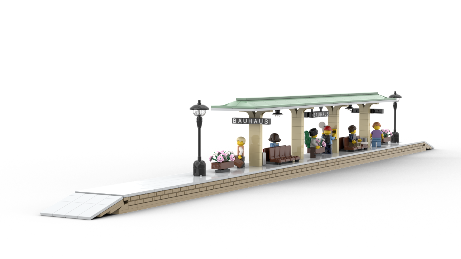 DL604-2 LEGO® MOC | BAUHAUS PLATFORM | TAN & SAND GREEN