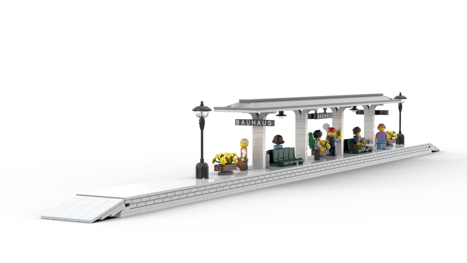 DL604-3 LEGO® MOC | BAUHAUS PLATFORM | WHITE & DARK BLUISH GRAY