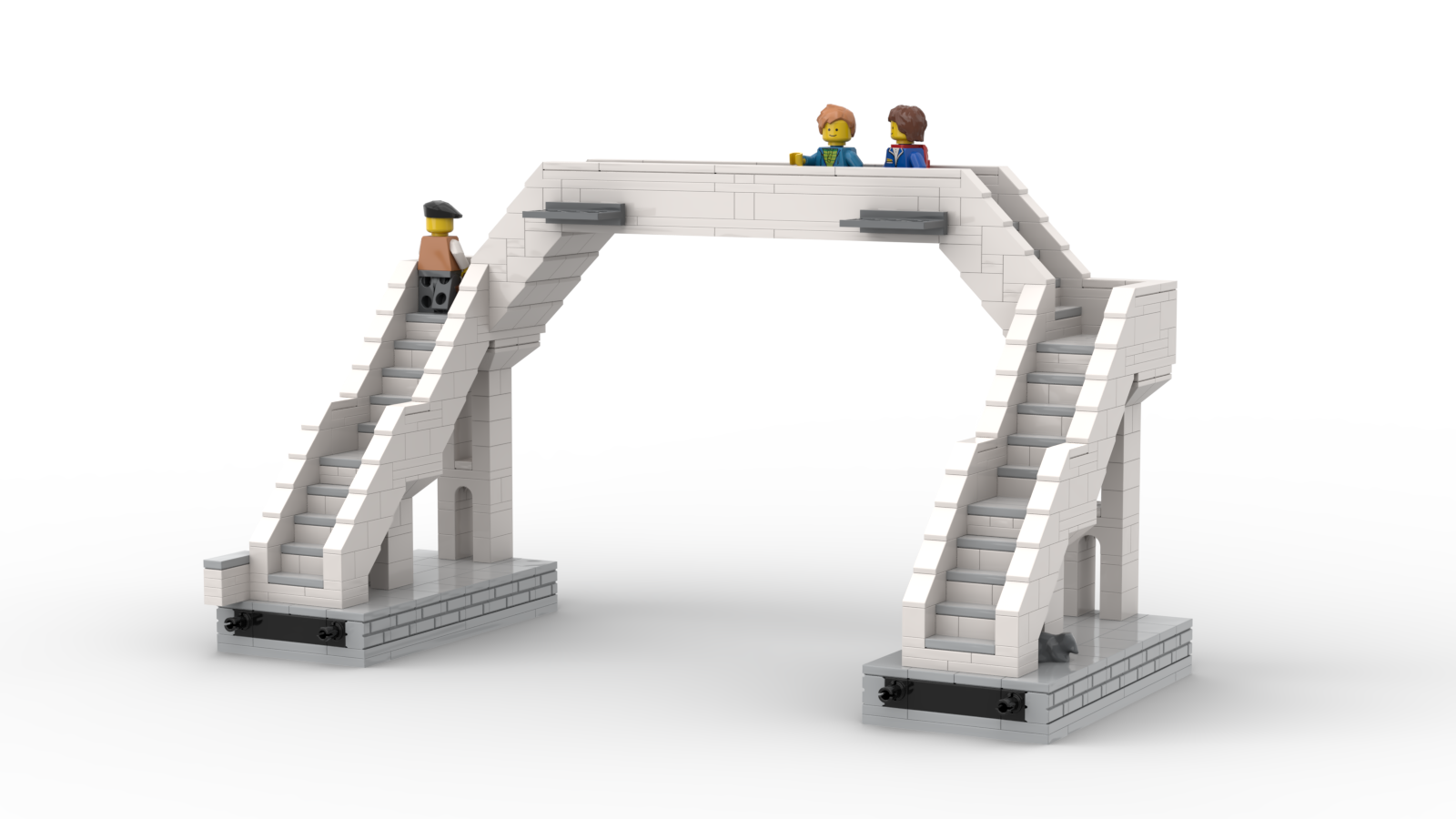 DL606-3 LEGO® MOC | BAUHAUS FOOTBRIDGE | WHITE & DARK BLUISH GRAY