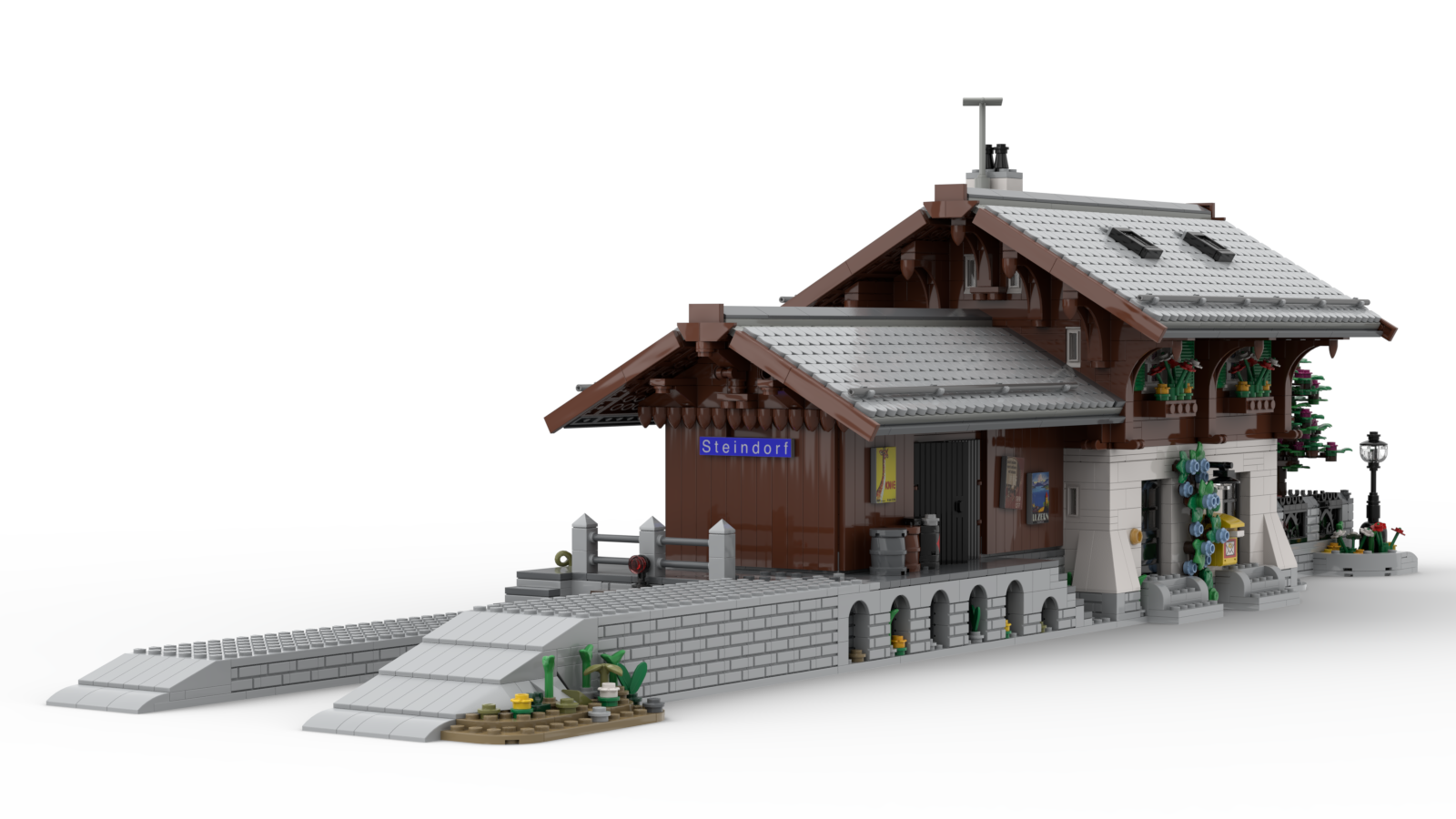 DL610-1 LEGO® MOC | STEINDORF STATION | REDDISH BROWN